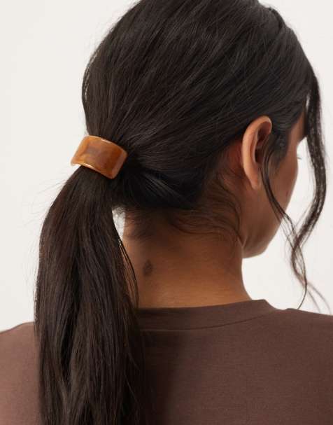 DesignB London resin hair tie in brown - view 1