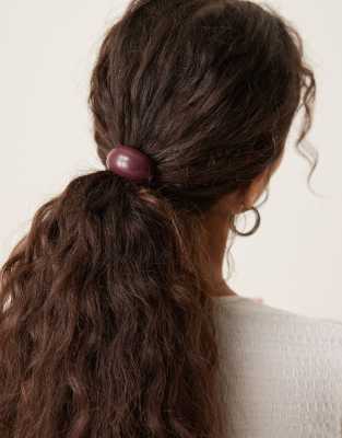 resin hair tie in burgundy-Red
