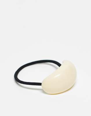 resin hair tie in cream-White