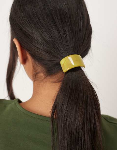 DesignB London resin hair tie in green - view 1