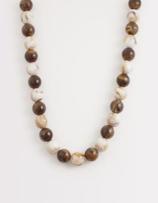 Designb London Resin Mixed Beads Necklace In Neutral