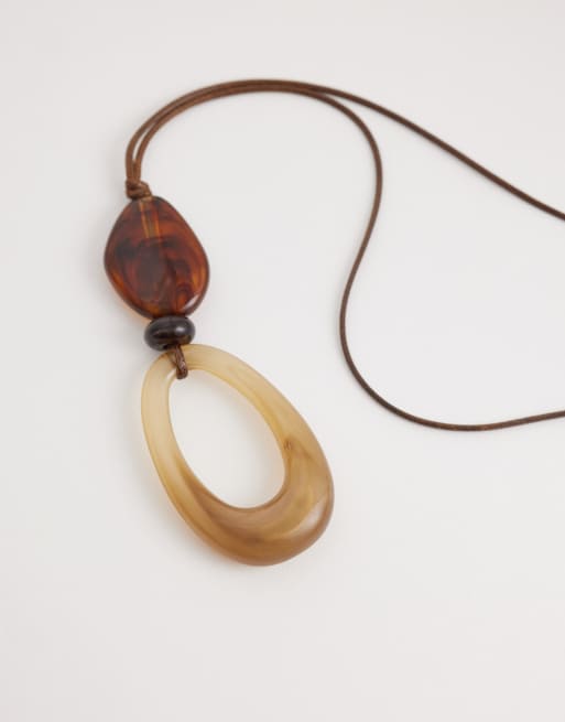 DesignB London resin pendant cord necklace in cream, 3 of 4