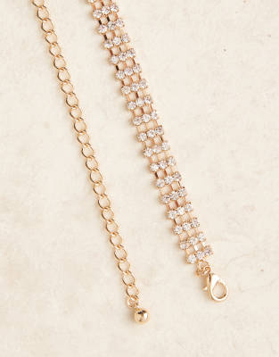 Designb London Rhinestone Embellished Chain Belt In Gold