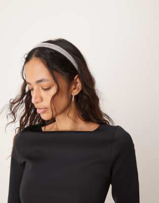DesignB London DesignB London rhinestone headband in silver-Black