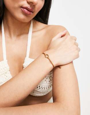 DesignB London DesignB London rope bracelet with gold pendant in brown