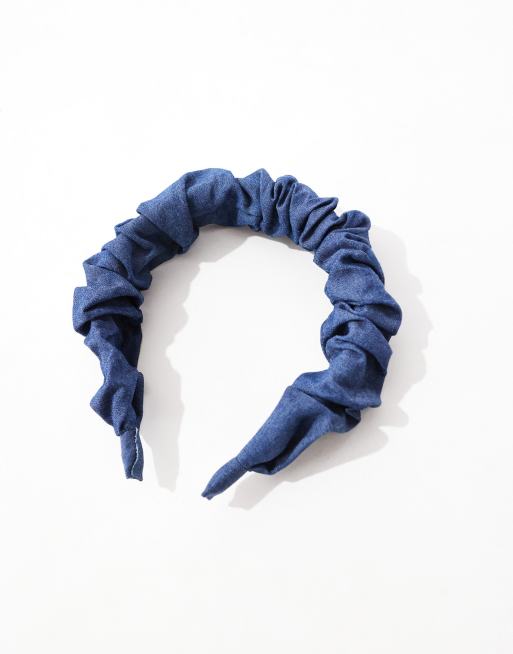 DesignB London - Rynket hårbøjle i blå denim  , 2 af 4