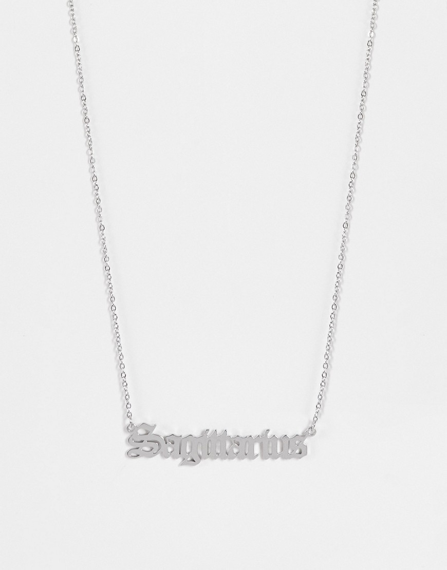 DesignB London Sagittarius stainless steel starsign necklace in silver