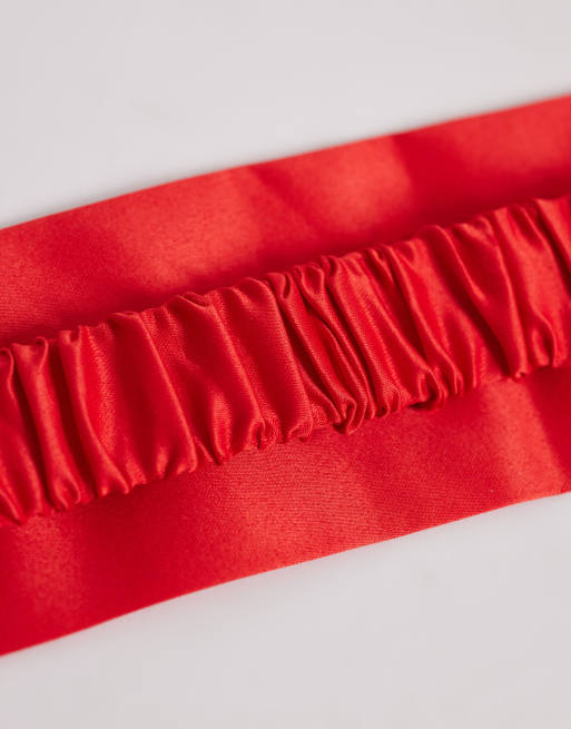 DesignB London - Satijnen haarband in rood, 2 van 3