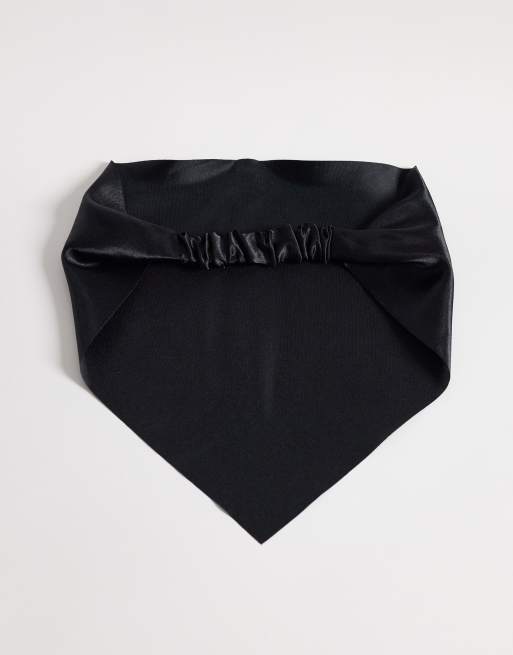 DesignB London satin headscarf in black, 3 of 3