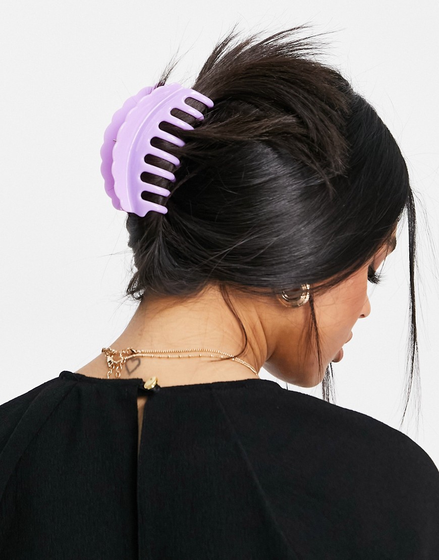 DesignB London scalloped hair claw in bright lilac-Purple