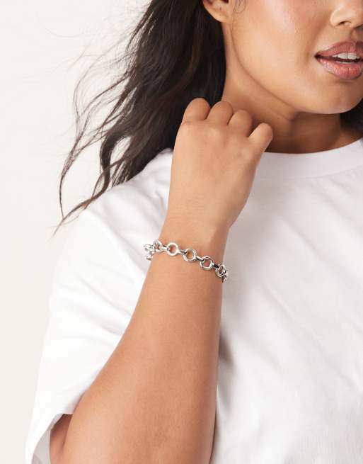 DesignB London - Schakelarmband met cirkels in zilver