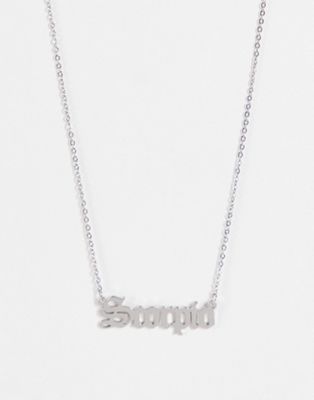 DesignB London Scorpio starsign stainless steel necklace in silver