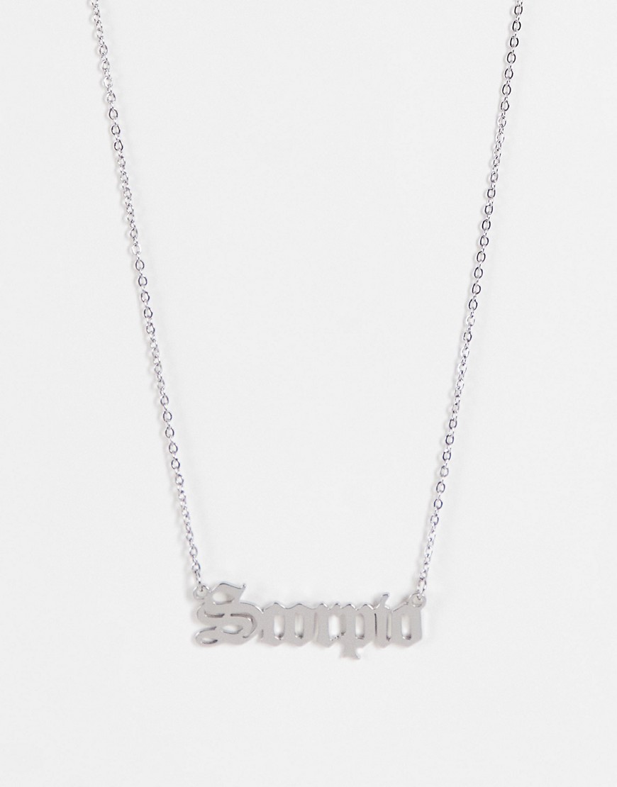 DesignB London Scorpio starsign stainless steel necklace in silver