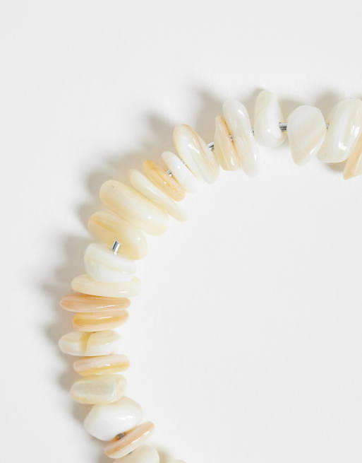 DesignB London semi precious chipped stone hoops in cream, 4 of 4