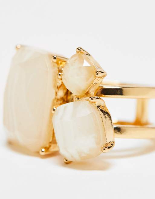 DesignB London semi-precious faux stone statement ring ASOS - Main Image