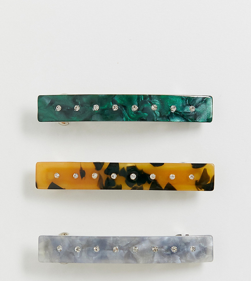 DesignB London - Set da 3 fermagli per capelli in resina multi-Multicolore