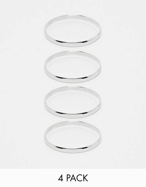 DesignB London - Set di 4 bracciali rigidi argento 