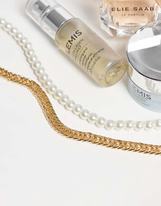 DesignB London set di due collane intrecciate con maglie e perle in oro, 2 di 4