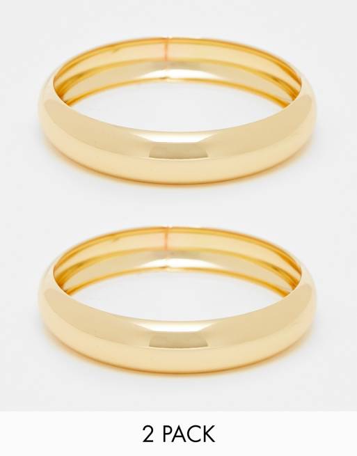 DesignB London - Set met 2 dikke armbanden in goud 