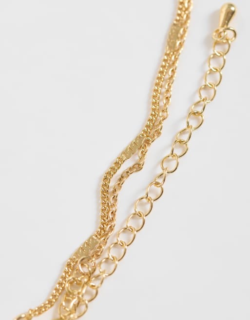 DesignB London set van 2 kettingen met gesmolten hoepelhanger in goud, 3 van 5