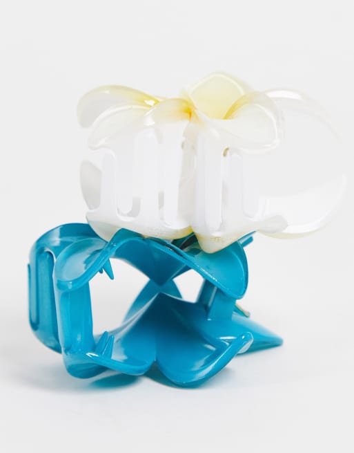 DesignB London - Set van 2 tropische bloemvormige haarklemmen, 4 van 4