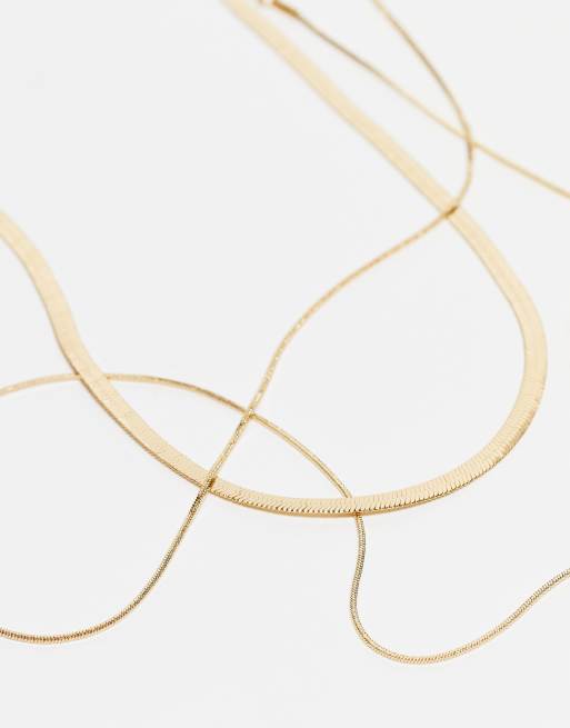 DesignB London - Set van 3 kettingen in goud, 3 van 4