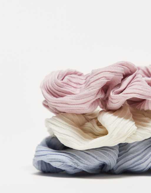DesignB London - Set van 3 plissé haarscrunchies in pasteltinten , 3 van 4