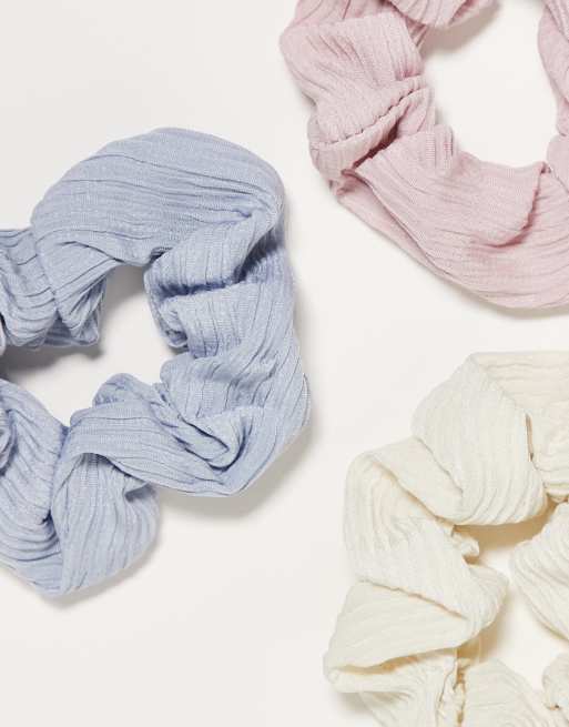 DesignB London - Set van 3 plissé haarscrunchies in pasteltinten , 4 van 4
