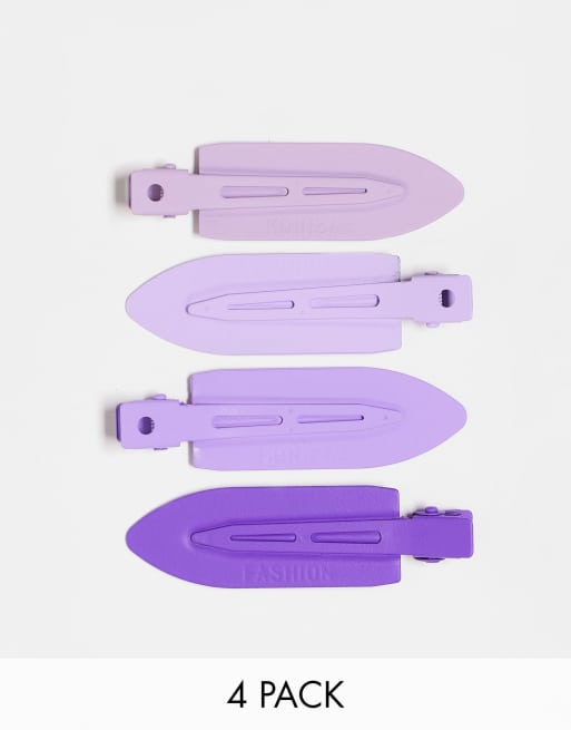DesignB London - Set van 4 matte haarclips in paars