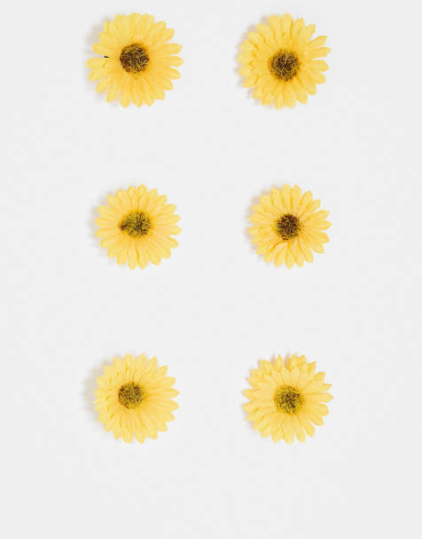 DesignB London - Set van 6 haarclips met zonnebloem - view 1