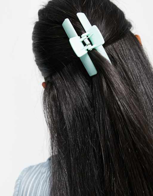 DesignB London - Set van minimalistische haarklemmen in beige en blauw, 4 van 4
