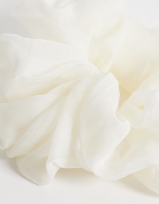 DesignB London sheer large scrunchie in cream, 3 of 3
