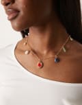 [DesignB London] DesignB London shell and natural stone multicharm necklace in gold No Size GOLD