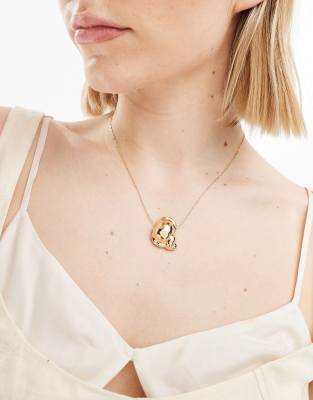 DesignB London shell pendant necklace in gold