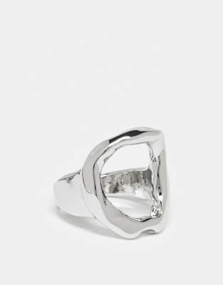 DesignB London - Silberfarbener Ring im geschmolzenem Design