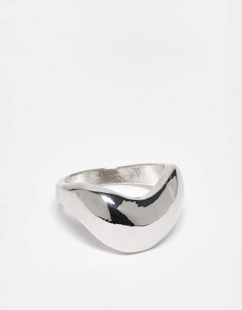 DesignB London – Silverfärgad, grov ring i smält design - view 1