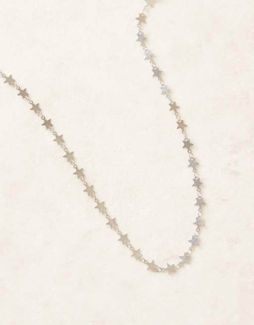 DesignB London – Silverfärgat choker-halsband med små stjärnor, 2 av 3