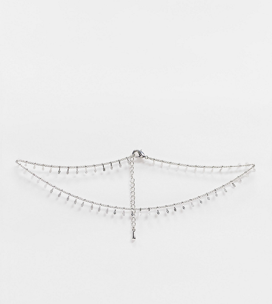 DesignB London – Silverfärgat chokerhalsband med flera hängsmycken
