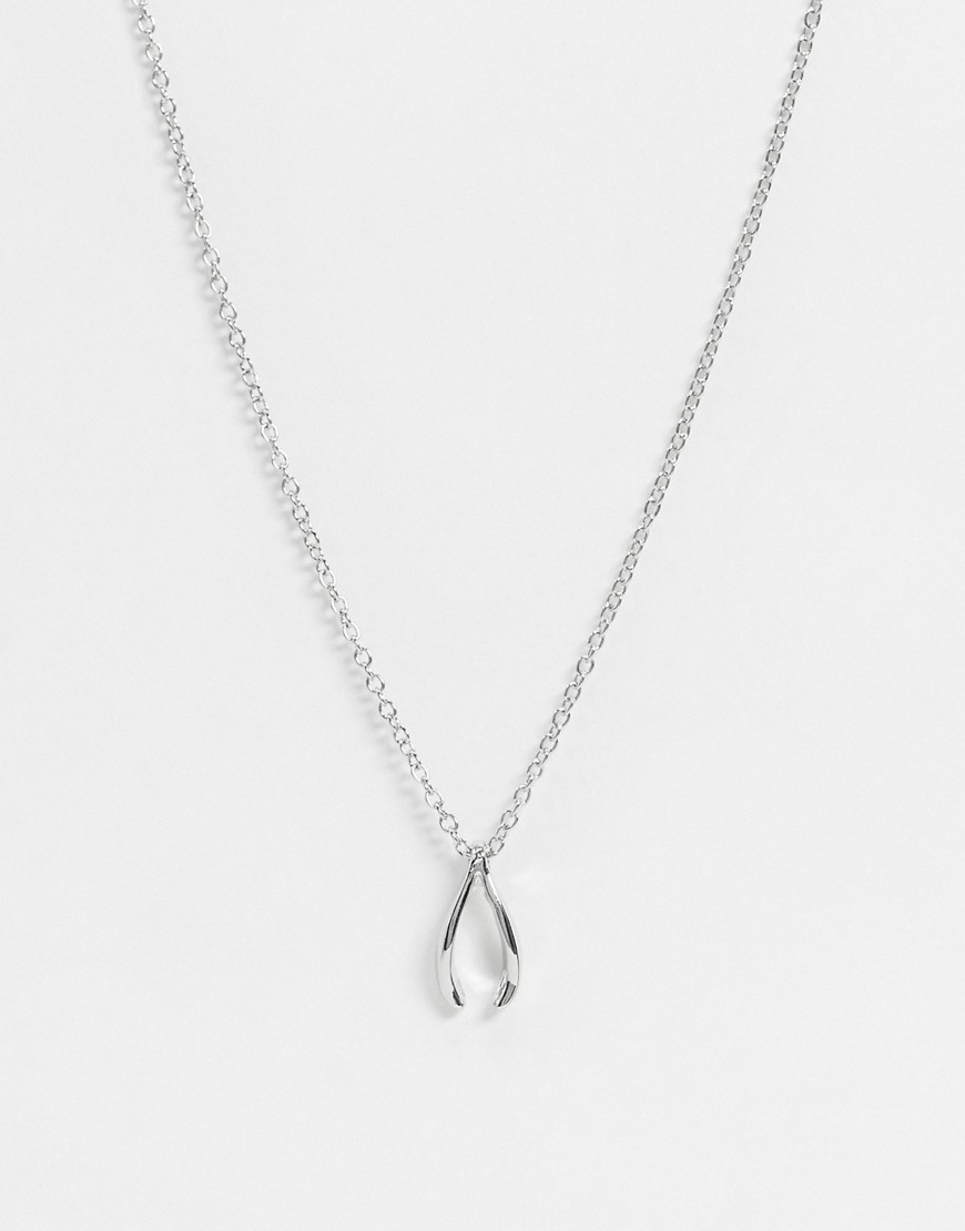 DesignB London – Silverfärgat halsband med önskeben