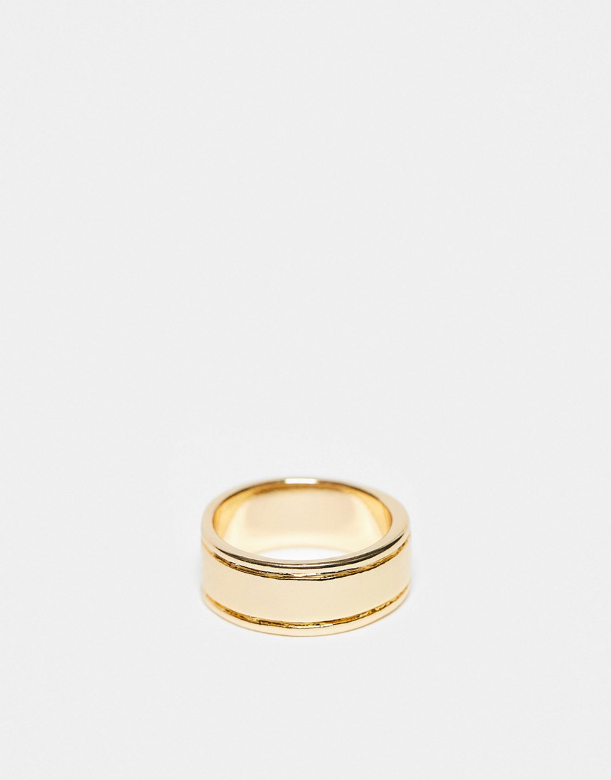 DesignB London simple engraved ring in gold tone