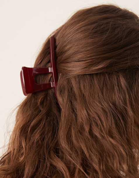 DesignB London slim hair claw in burgundy - view 1