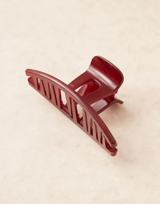DesignB London slim hair claw in burgundy , 2 of 3