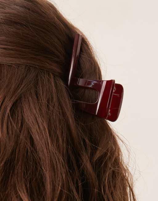 DesignB London slim hair claw in burgundy , 3 of 3