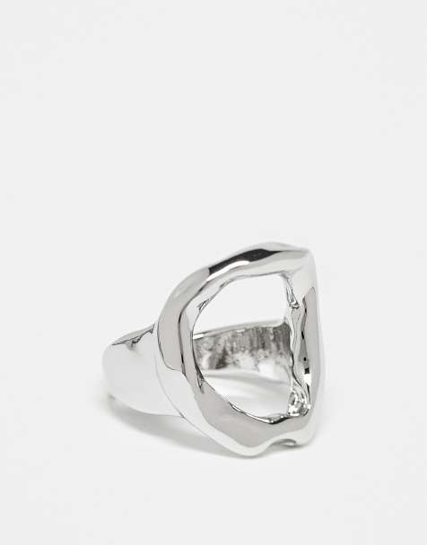 DesignB London - Sølvfarvet ring med smeltet design - view 1
