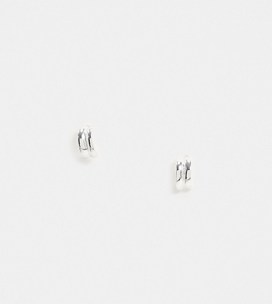 DesignB London – Små stiftörhängen i äkta silver med dubbla länkar