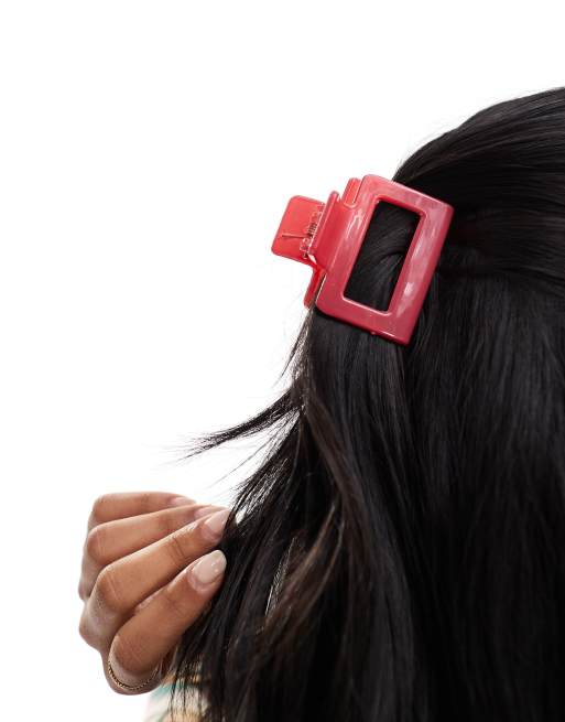 DesignB London small hair claw in burgundy   , 3 of 4