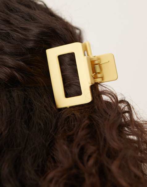 DesignB London small hair claw in butter yellow - view 1