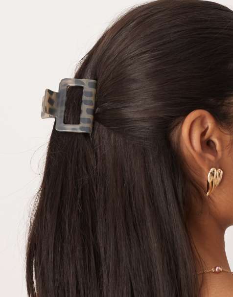 DesignB London small hair claw in neutral animal print - view 1