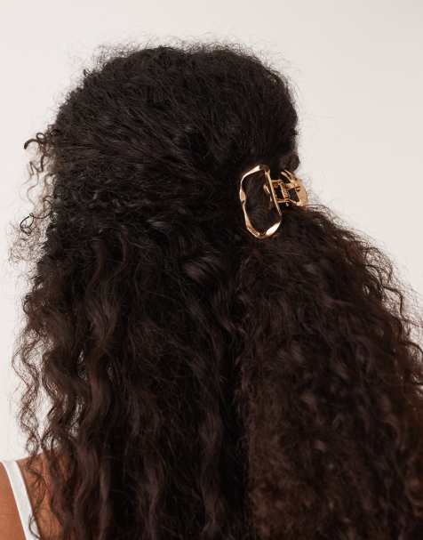 DesignB London small molten metal hair claw clip in gold - view 1