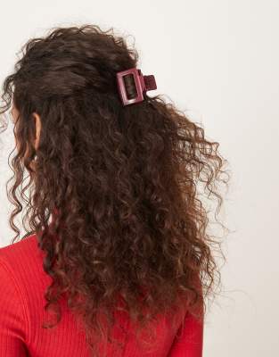 DesignB London DesignB London small square hair claw in burgundy-Red